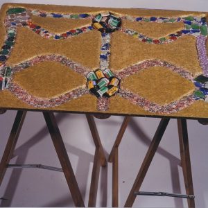 Mesa palet con vidrio y carretes de fotos - Marta Soriano | EcoArt