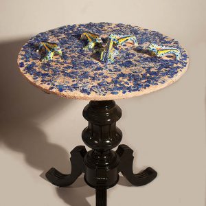 Table -  5 dragons and blue glass table - Marta Soriano | EcoArt