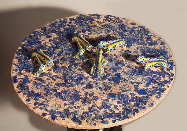 Mesa 5 dragones y vidrio azul - Marta Soriano | EcoArt